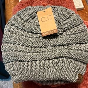 CC gray knit hat